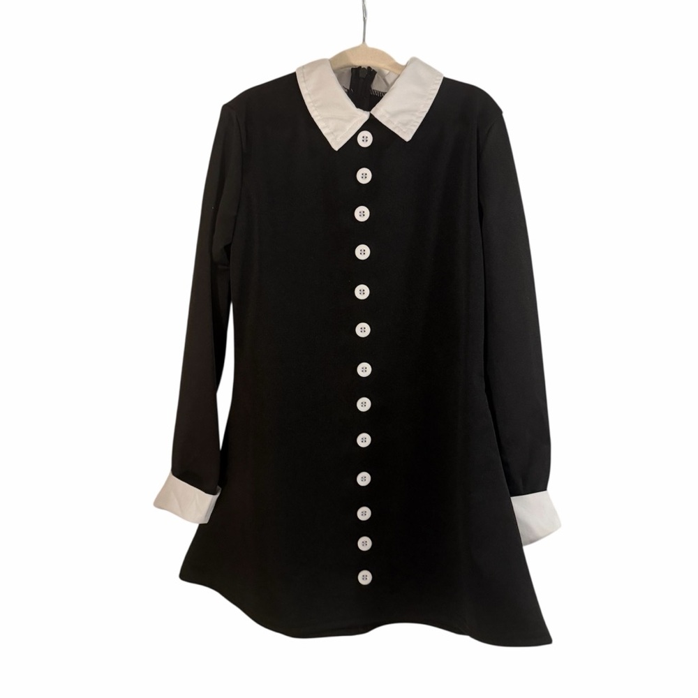 Wednesday The Addams Family Dress Costume Halloween Gothic Long Sleeve Girls S